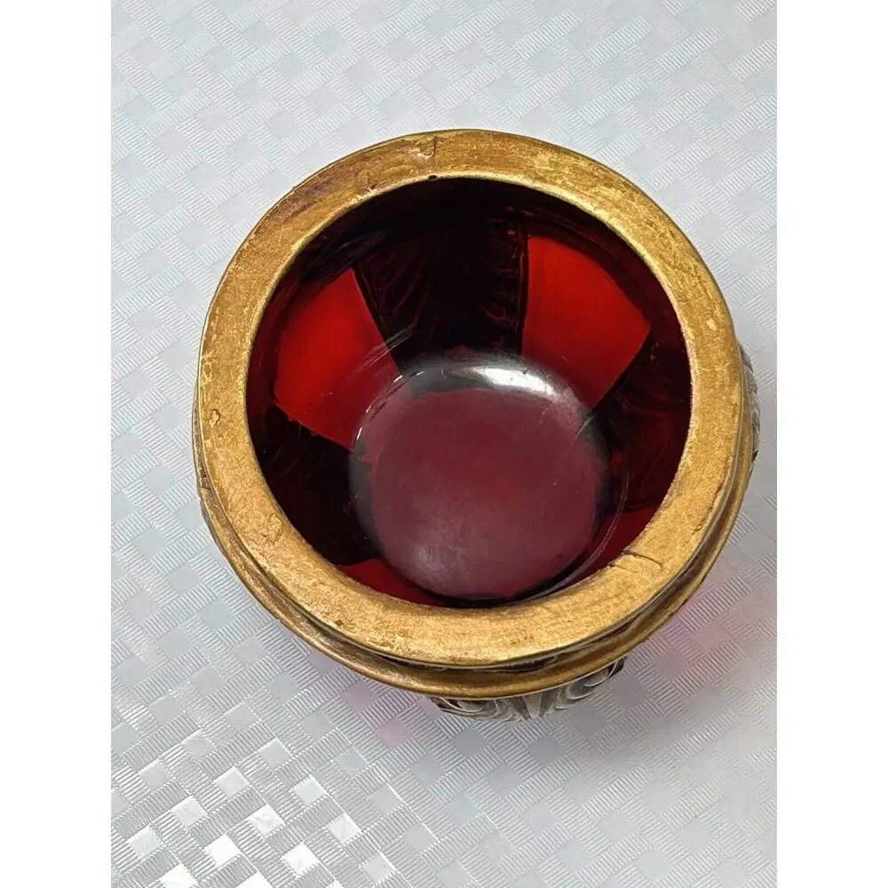 Red & Gold Lucite 2.75” Decorative‎ Vase Bowl